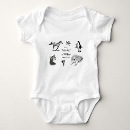 All Creatures Great And Small Animals Scripture Baby Bodysuit