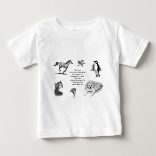 All Creatures Great And Small Animals Scripture Baby T_Shirt