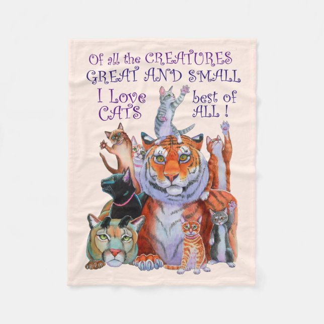 All Creatures Great and Small Cats! Fleece Blanket (Front)