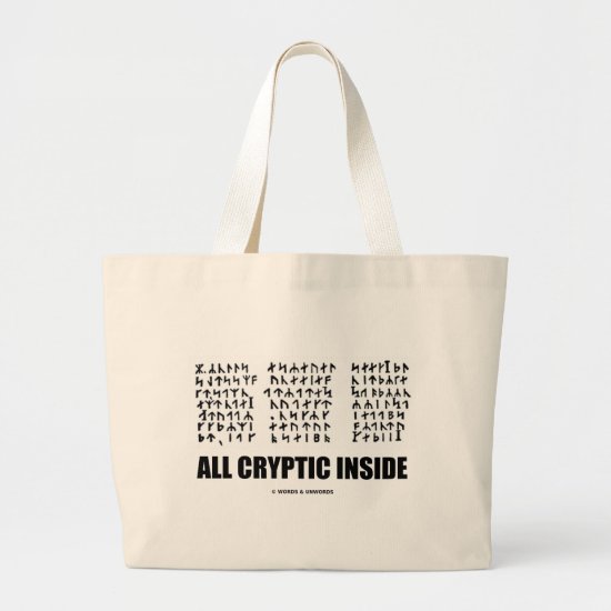 All Cryptic Inside (Jules Verne Runic Cryptogram) Large Tote Bag