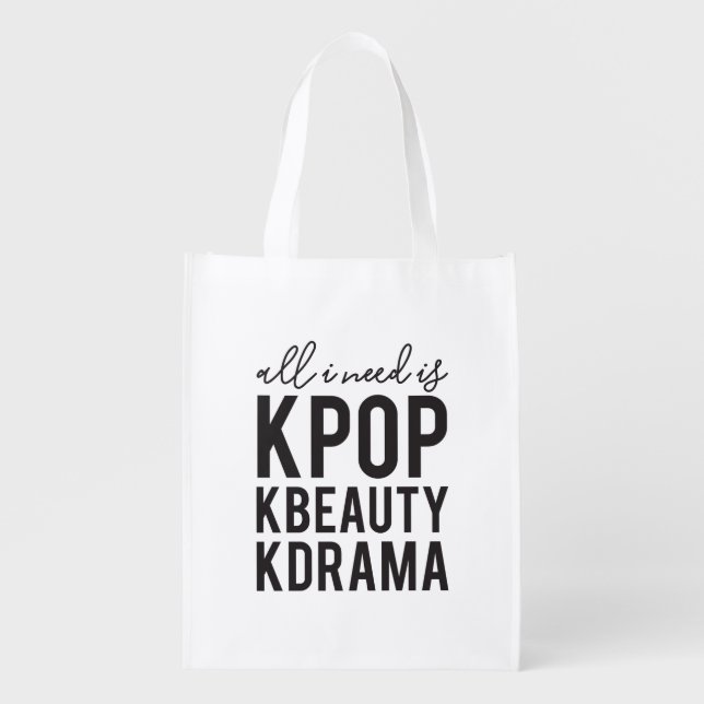 All Day Kpop KBeauty Kdrama Grocery Bag Reusable (Front)
