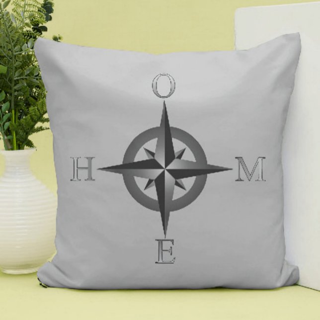 All Directions Point Home Compass Throw Pillow (Creator Uploaded)