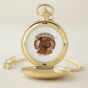 All Dogs Are Cool But Pitbulls Rule Dog Chain Bone Pocket Watch