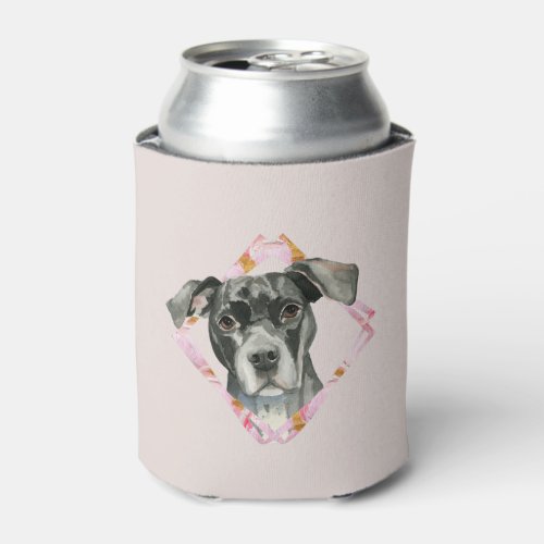 All Ears 2 Pit Bull Dog Watercolor Painting Can Cooler