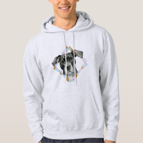 All Ears Pit Bull Dog Watercolor Painting Hoodie