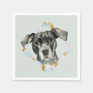 "All Ears" Pit Bull Dog Watercolor Painting Napkins
