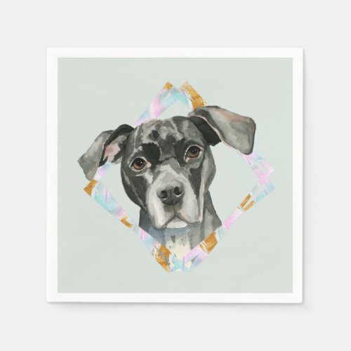 All Ears Pit Bull Dog Watercolor Painting Napkins