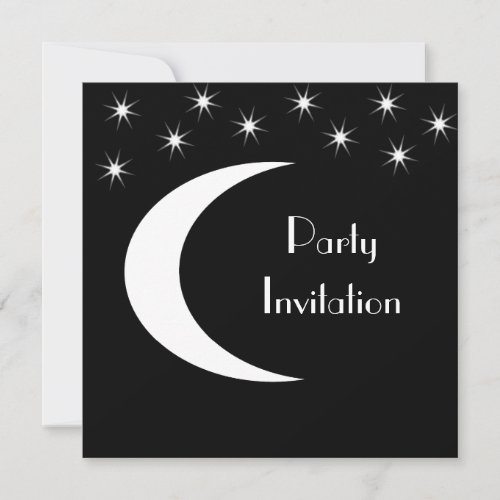 All Events Black &amp; White Moon Stars Party Invites