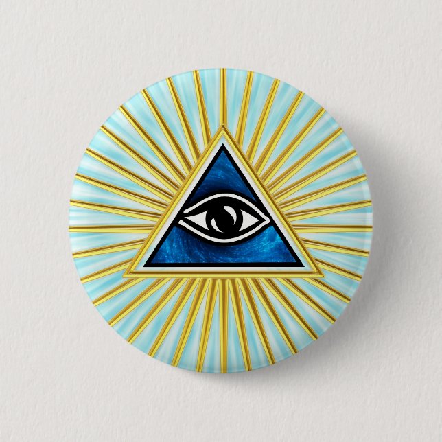 All eye of God, pyramid, Freemasons Pinback Button (Front)