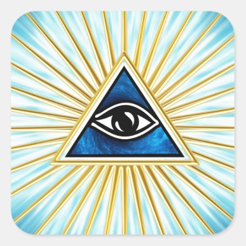 All eye of God pyramid Freemasons Square Sticker