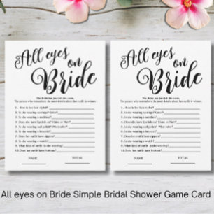 All eyes on Bride Simple Bridal Shower Game Card