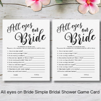 All eyes on Bride Simple Bridal Shower Game Card