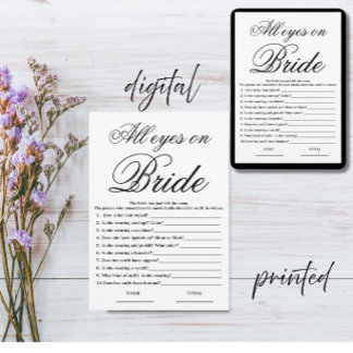 All eyes on Bride Simple Bridal Shower Game Invitation