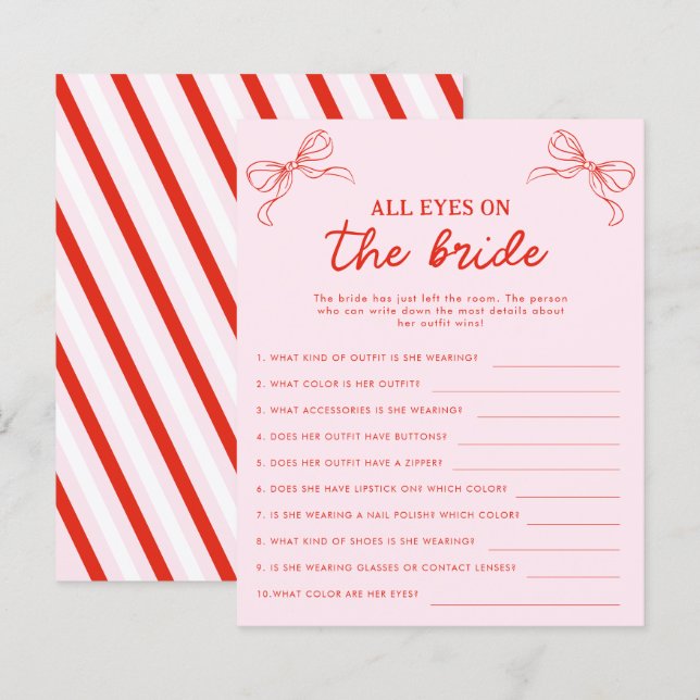 All Eyes on the Bride Christmas Bridal Shower Game (Front/Back)
