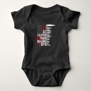 All Faster Than Dialing 911 American Flag Gun Baby Bodysuit