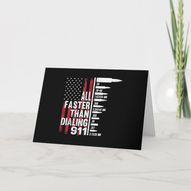 All Faster Than Dialing 911 American Flag Gun Invitation (Front)