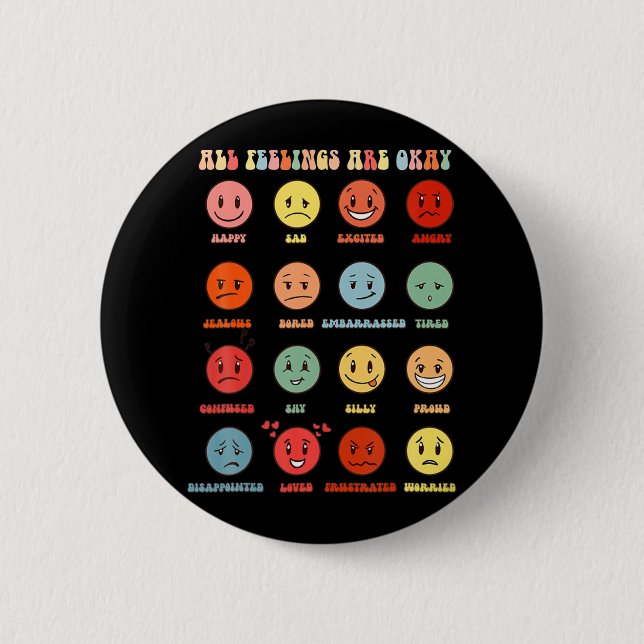 All Feeling Are Okay Mental Health Problems  Button (Front)