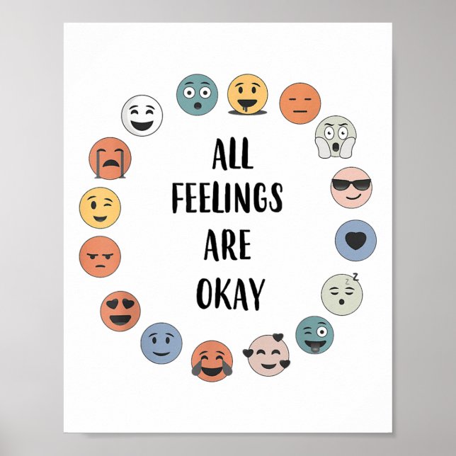 All Feelings Are Okay School Teacher Psychologist  Poster (Front)