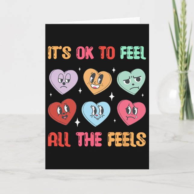 All Feels Counselor School Heart Valentine Mentals Card (Front)