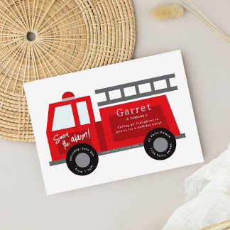 All Fired Up Fire Truck Birthday Invitation