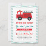 All Fired Up Kids Birthday Party Invitation<br><div class="desc">Cute firetruck themed birthday party invites</div>