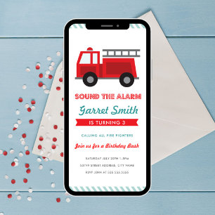 All Fired Up Kids Birthday Party Invitation