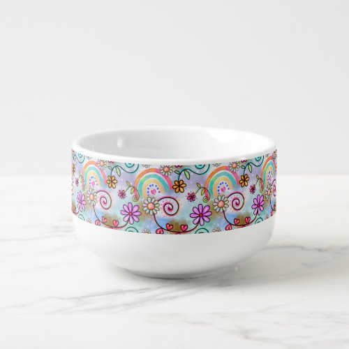 All Flowers Hearts and Rainbows Soup Mug