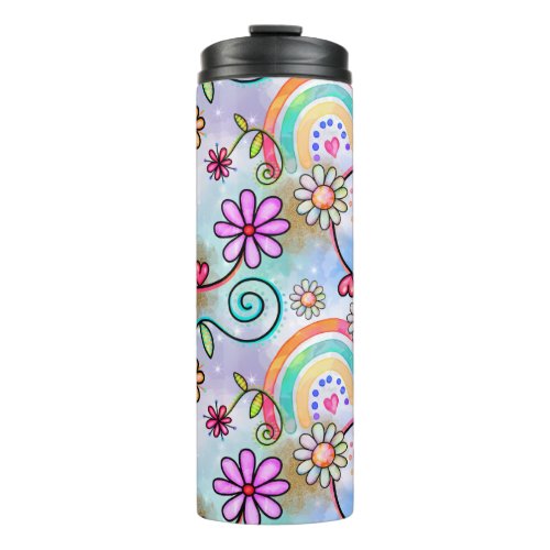 All Flowers Hearts and Rainbows Thermal Tumbler