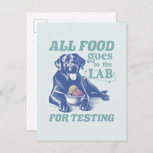 All Food Goes to the Black Lab for Testing Retro Postcard (Front/Back)