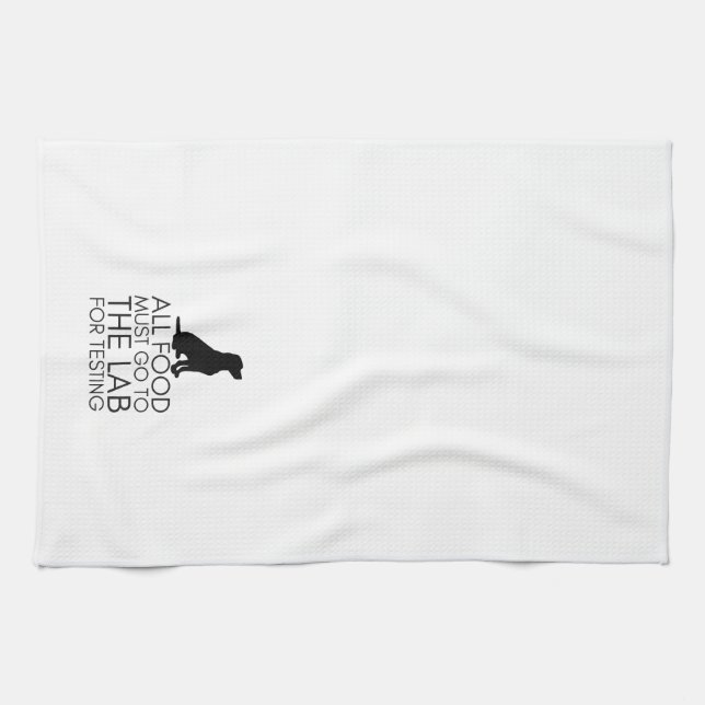 “All Food Must Go To The Lab” Kitchen Towel (Horizontal)