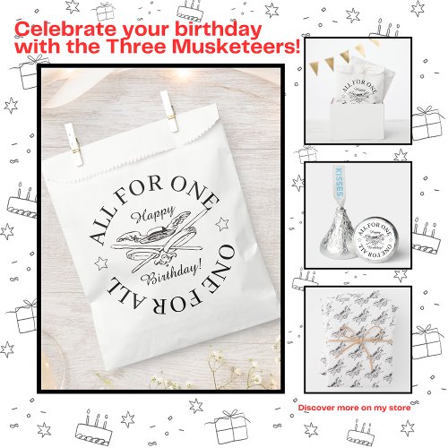 All for One One for All Musketeer Happy Birthday Favor Bag