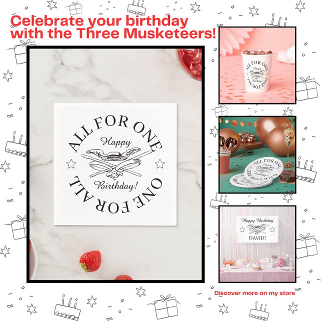 All for One One for All Musketeer Happy Birthday Napkins (Creator Uploaded)