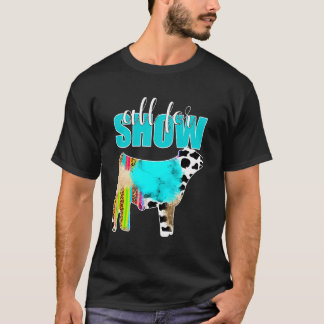 All For Show Livestock Steer Cow Print Serape Turq T-Shirt