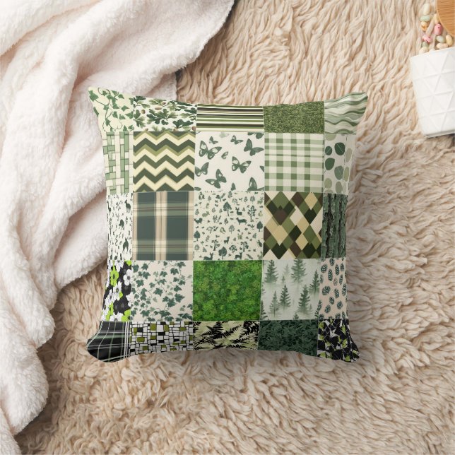 All Forest Green Cheat Quilt Pattern 2025 Throw Pillow (Blanket)