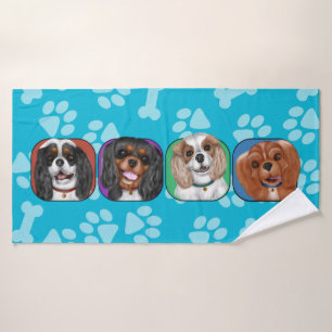 All Four Cavalier King Charles, Cute Bath Towel
