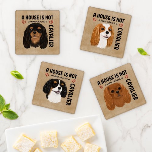 All Four Colors of Cavalier King Charles Spaniel Coaster Set