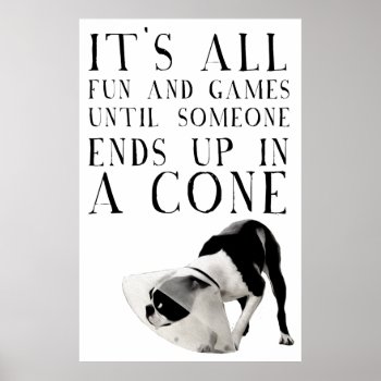 All Fun & Games Until Someone Ends Up In A Cone Poster by vaughnsuzette at Zazzle