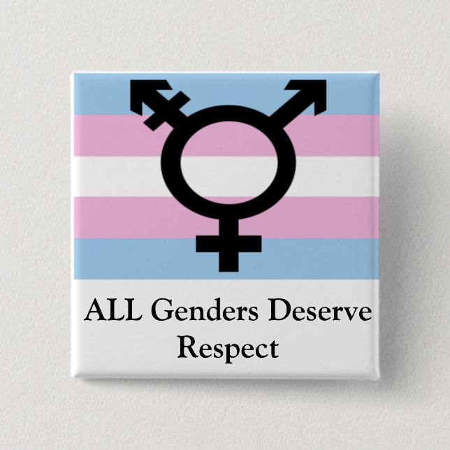 All Genders Deserve Respect Pinback Button (Front)
