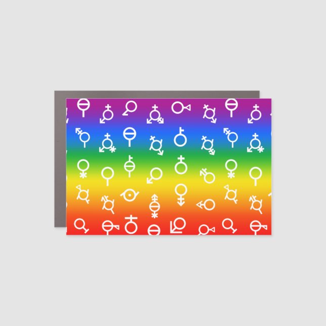 All Genders Rainbow Pride Flag Car Magnet (Front)