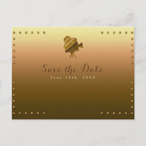 All Gold Cinema  Stars Hollywood Save the Date Announcement Postcard