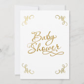 All Gold Faux Foil Baby Shower Script Type Invitation (Back)