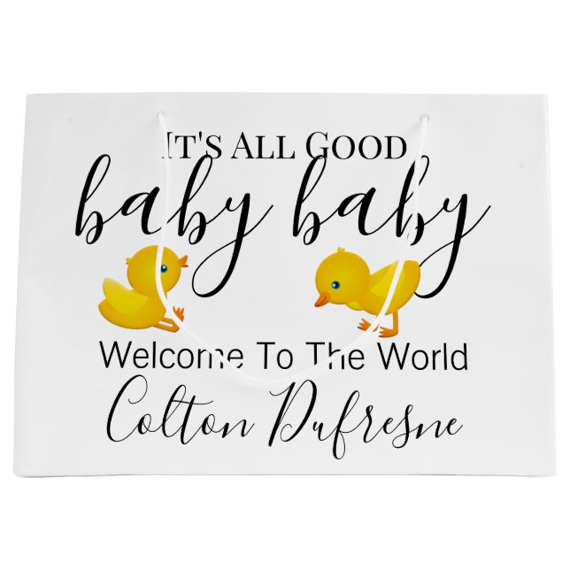 "All Good Baby Baby" Personalized Baby Large Gift Bag (Front)