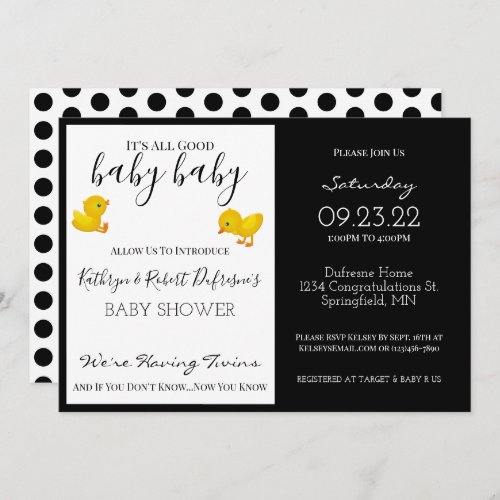 All Good Baby Baby Twins Baby Shower Invitation