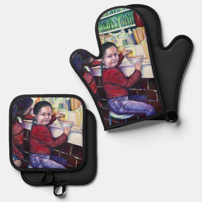 All Good Girls Get Ice Cream Oven Mitt & Pot Holder Set (Front/Back)