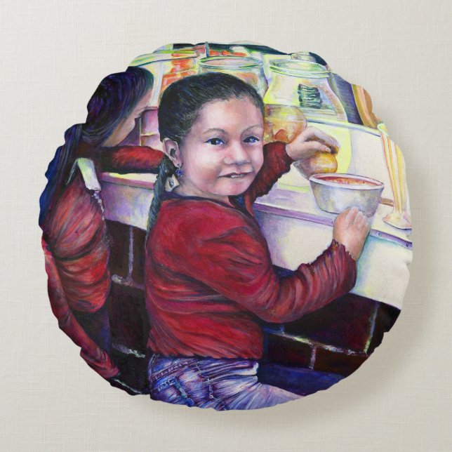 All Good little Girls get Ice Cream, Mexico Round Pillow (Front)