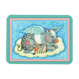 ALL GOOD PIGLETS GO TO HEAVEN, CUTE PIG ANGELS MAGNET