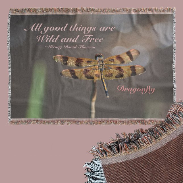 All Good Things are Wild and Free Dragonfly Throw Blanket (Creator Uploaded)