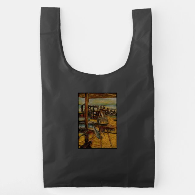 All Great Paintings Start with One Brush Stoke Reusable Bag (Back)