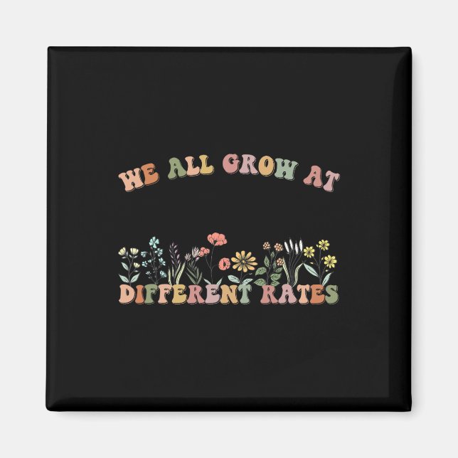 All Grow At Different Rates Sped Teacher Retro Vin Magnet (Front)