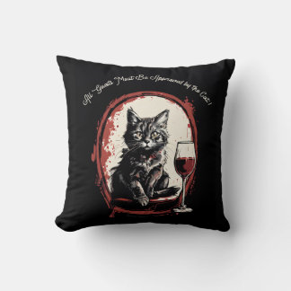 All Guests Must Be Approved by the Cat Funny Art Throw Pillow
